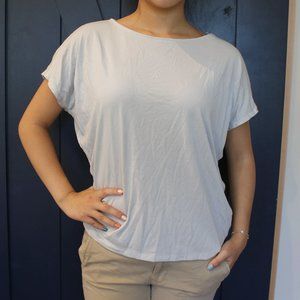 Grey Blue Satin Uniqlo Top